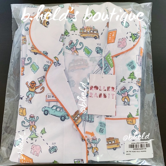 Roller Rabbit On The Road Polo Pajamas in White Size Small (S) Brand New NWT - Picture 15 of 16